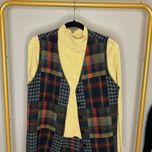 Vintage Plaid Button-Up Sweater Vest